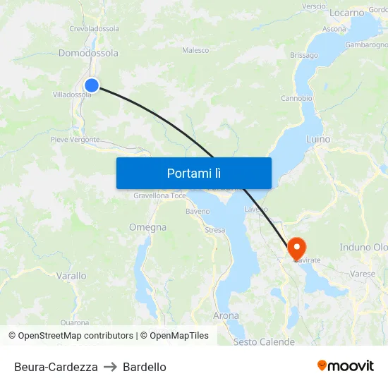 Beura-Cardezza to Bardello map