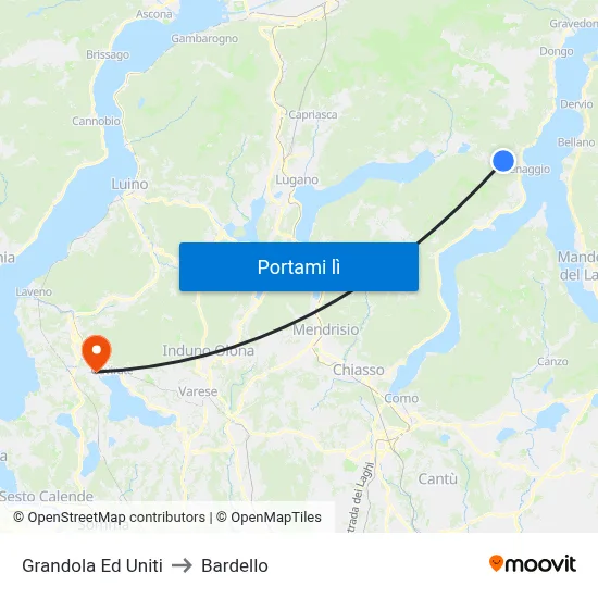 Grandola Ed Uniti to Bardello map