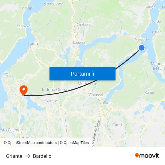Griante to Bardello map