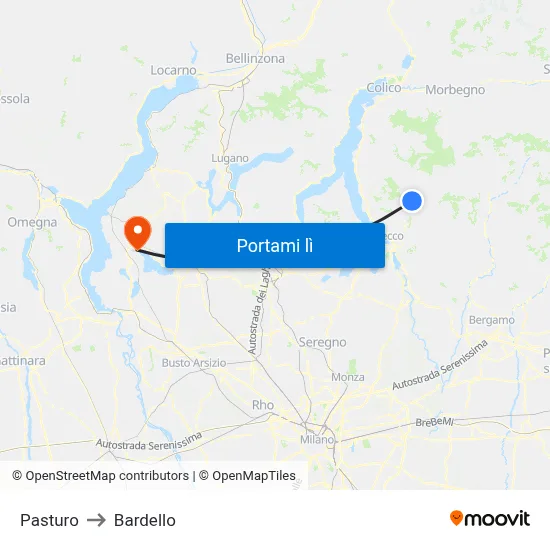 Pasturo to Bardello map
