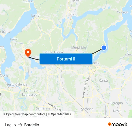 Laglio to Bardello map