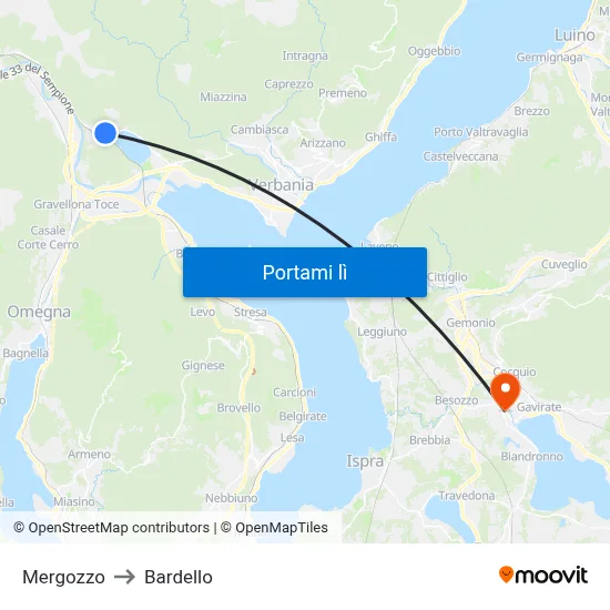 Mergozzo to Bardello map