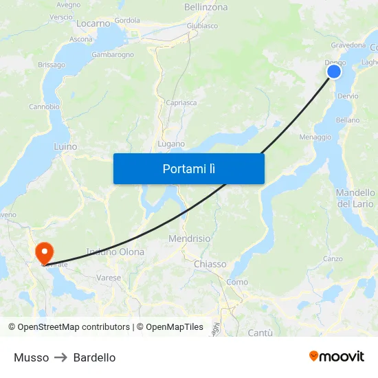 Musso to Bardello map
