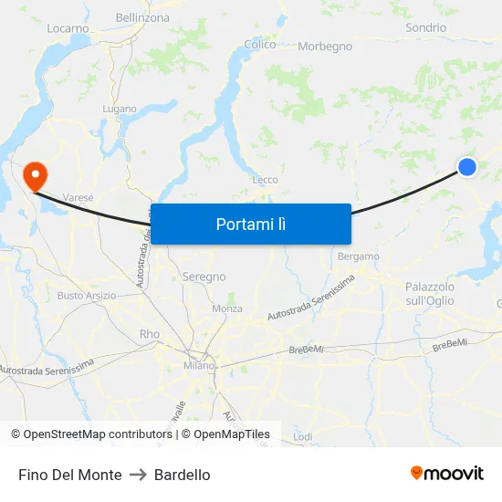 Fino Del Monte to Bardello map