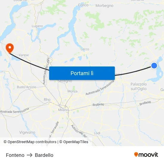 Fonteno to Bardello map