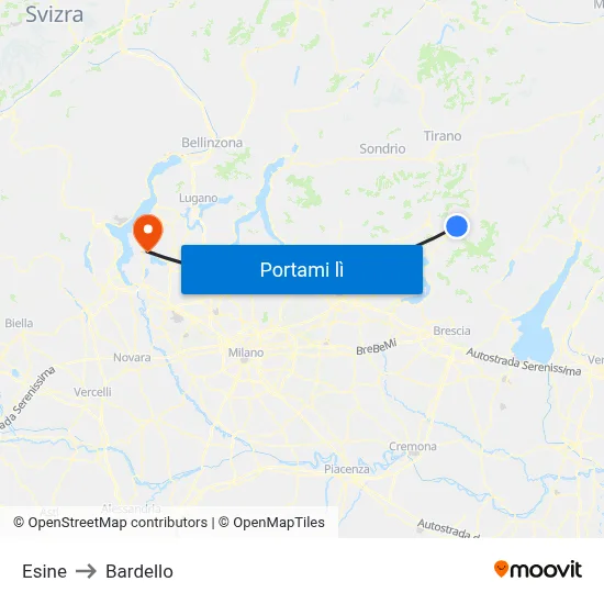 Esine to Bardello map