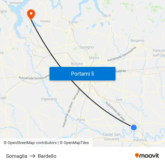 Somaglia to Bardello map