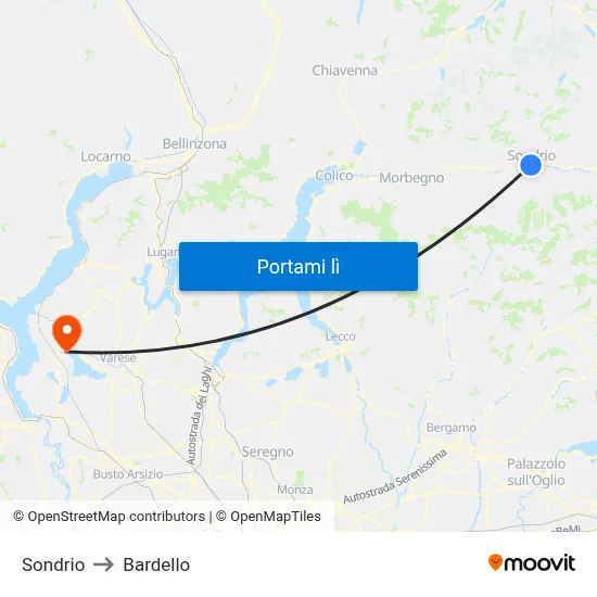 Sondrio to Bardello map