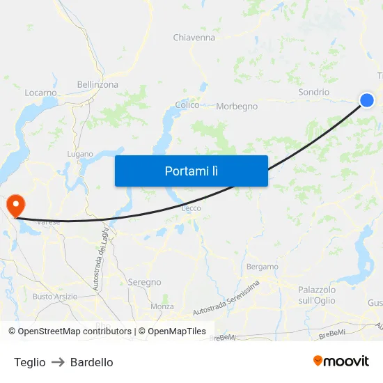 Teglio to Bardello map