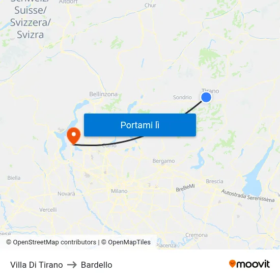 Villa Di Tirano to Bardello map