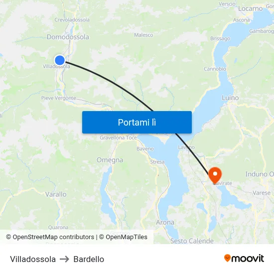 Villadossola to Bardello map