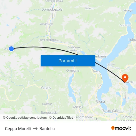 Ceppo Morelli to Bardello map