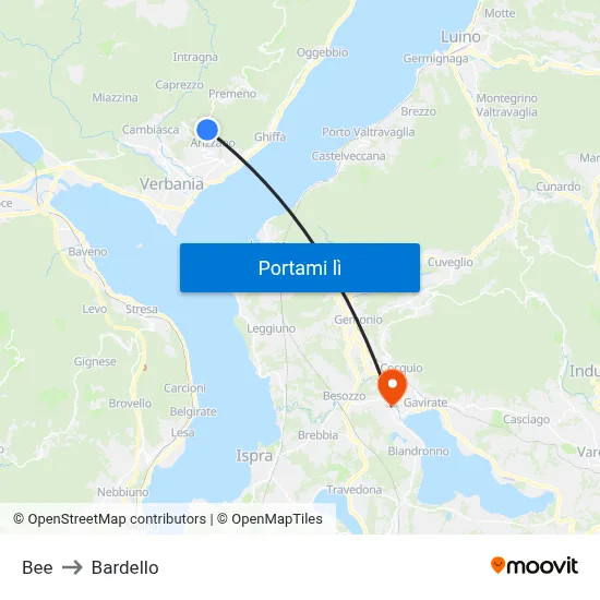 Bee to Bardello map