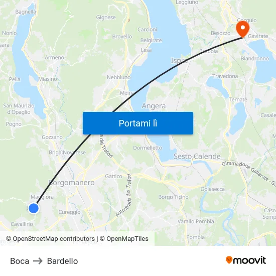 Boca to Bardello map