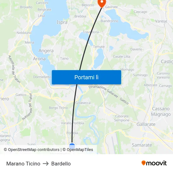 Marano Ticino to Bardello map