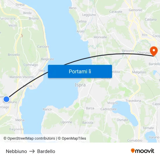 Nebbiuno to Bardello map