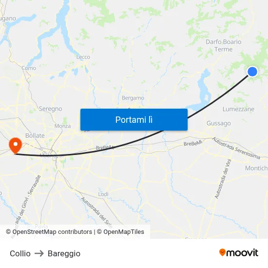 Collio to Bareggio map