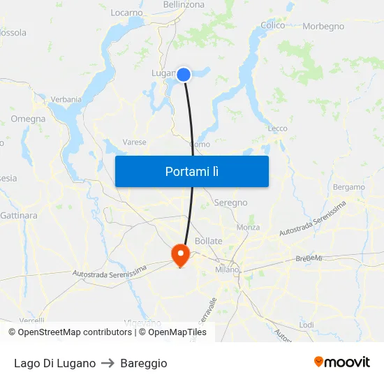 Lago Di Lugano to Bareggio map