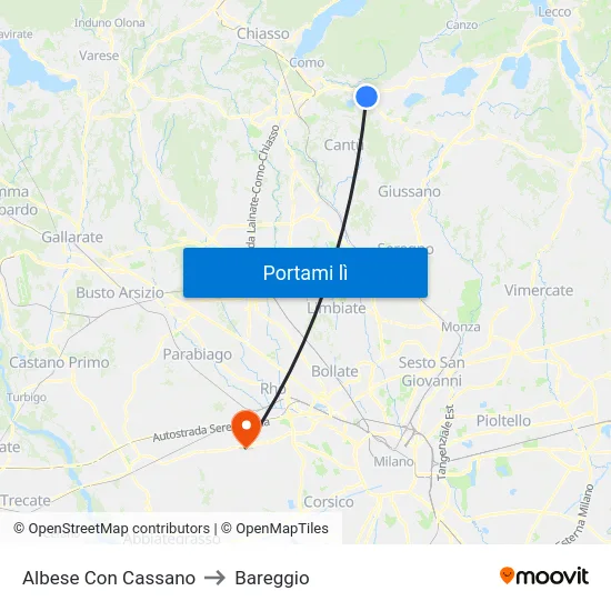 Albese Con Cassano to Bareggio map