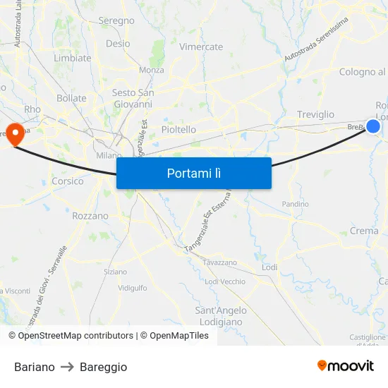 Bariano to Bareggio map