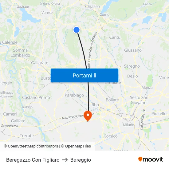 Beregazzo Con Figliaro to Bareggio map