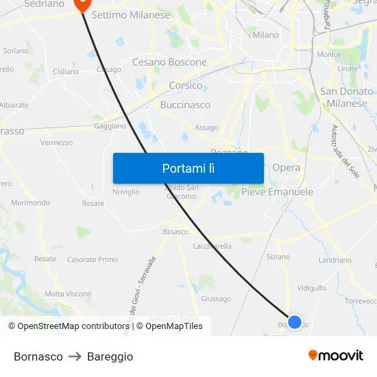 Bornasco to Bareggio map