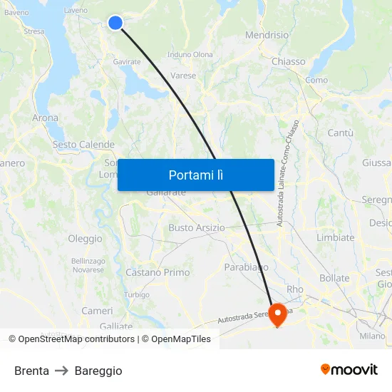 Brenta to Bareggio map
