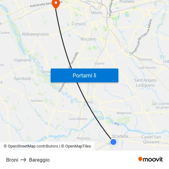 Broni to Bareggio map