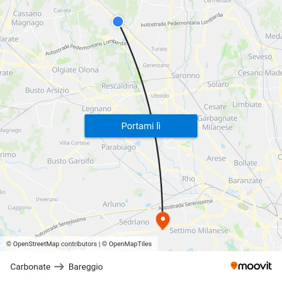 Carbonate to Bareggio map