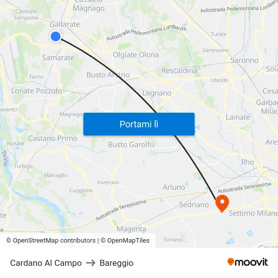 Cardano Al Campo to Bareggio map