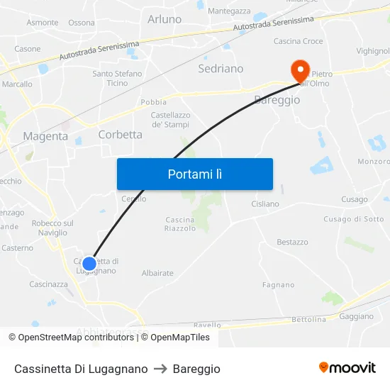 Cassinetta Di Lugagnano to Bareggio map