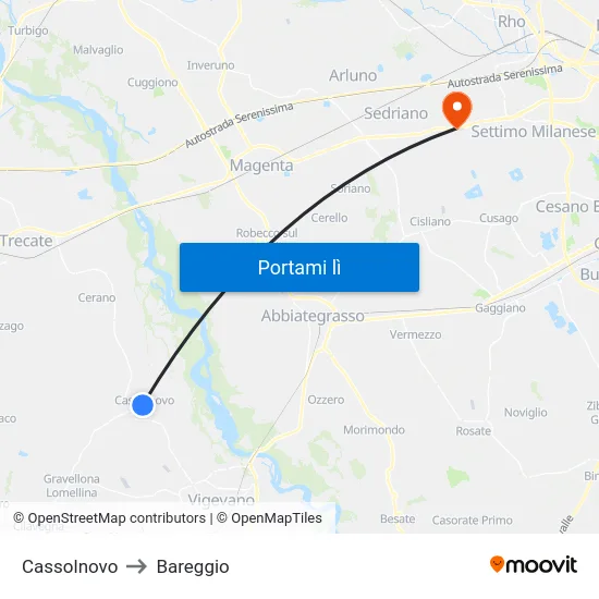 Cassolnovo to Bareggio map