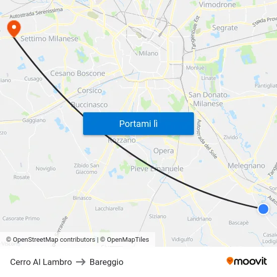 Cerro Al Lambro to Bareggio map