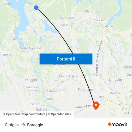 Cittiglio to Bareggio map