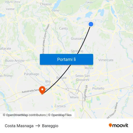 Costa Masnaga to Bareggio map