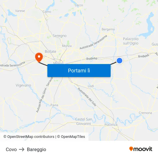 Covo to Bareggio map