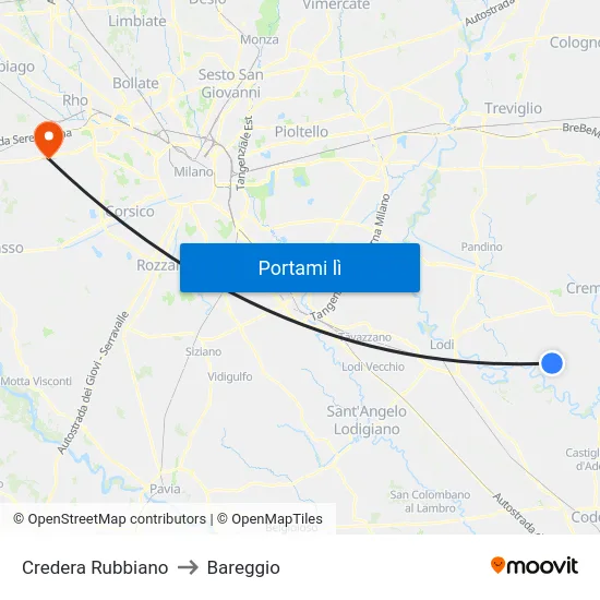 Credera Rubbiano to Bareggio map