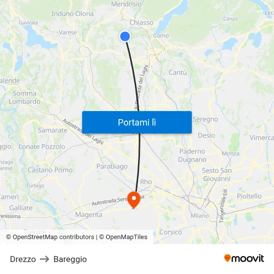 Drezzo to Bareggio map