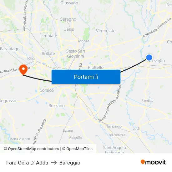Fara Gera D' Adda to Bareggio map