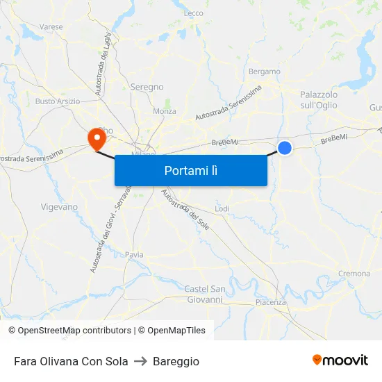 Fara Olivana Con Sola to Bareggio map