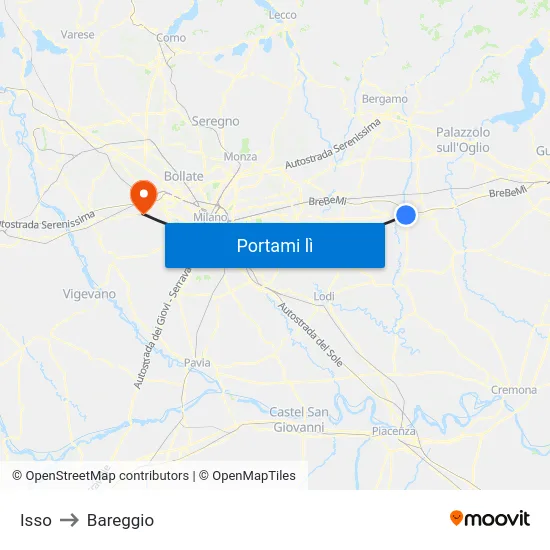Isso to Bareggio map
