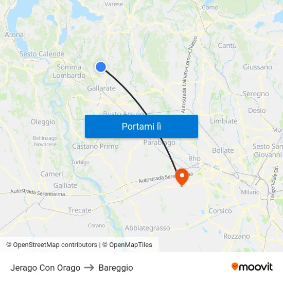 Jerago Con Orago to Bareggio map