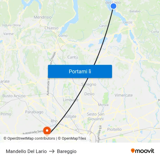 Mandello Del Lario to Bareggio map