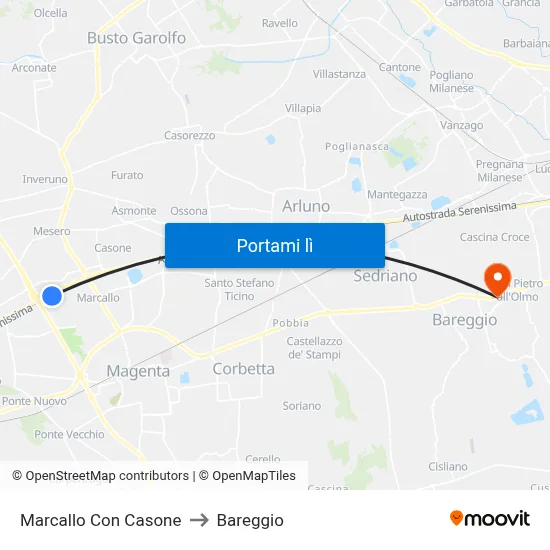 Marcallo Con Casone to Bareggio map