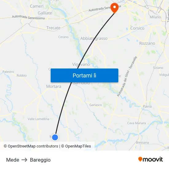 Mede to Bareggio map