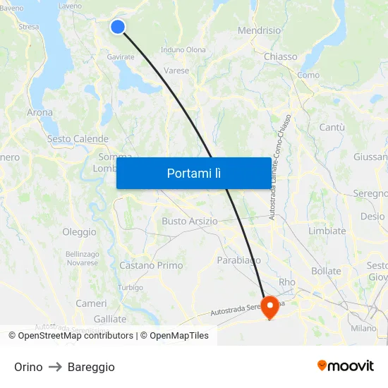 Orino to Bareggio map