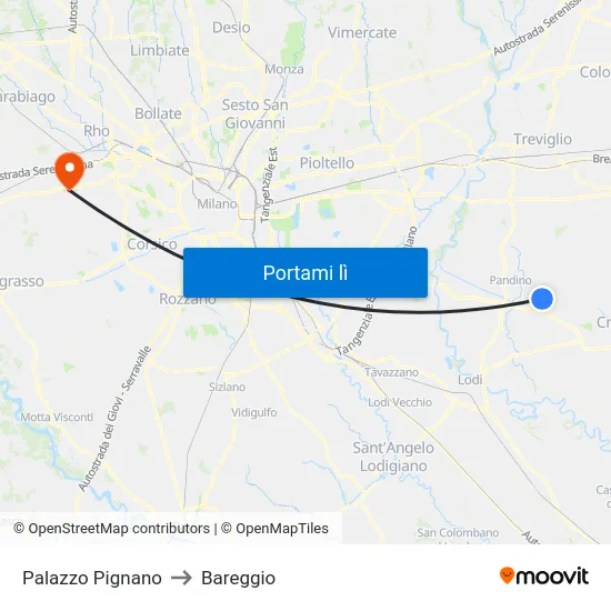 Palazzo Pignano to Bareggio map