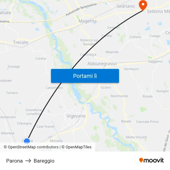 Parona to Bareggio map