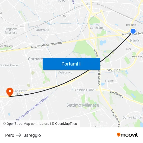 Pero to Bareggio map