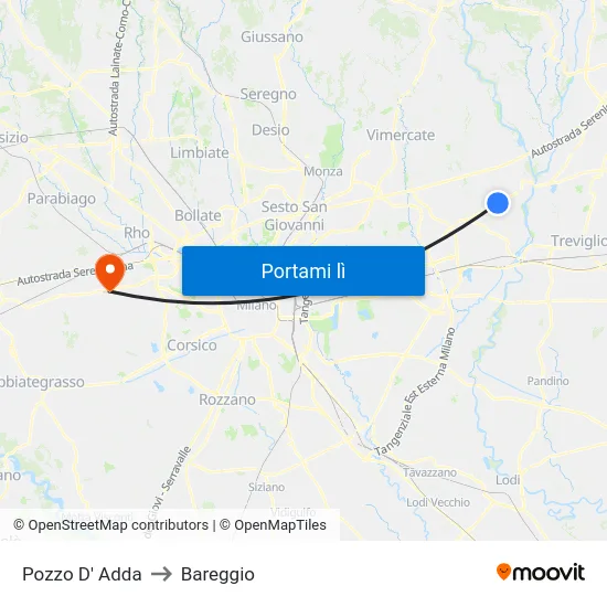 Pozzo D' Adda to Bareggio map